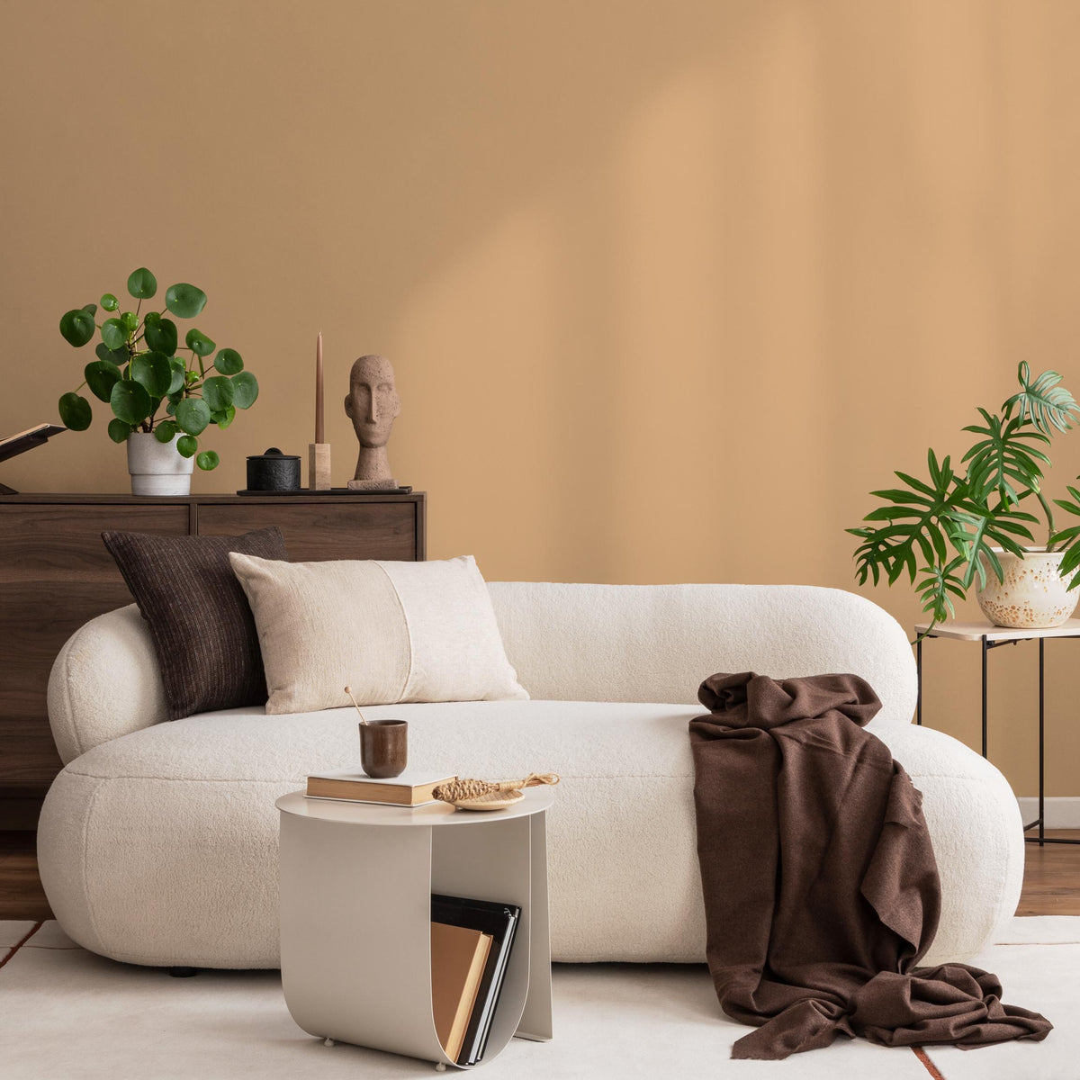 Apricot Dune Wallpaper, Solid Color Peel and Stick in Warm Beige and Terracotta for a Modern Boho Accent Wall - E198