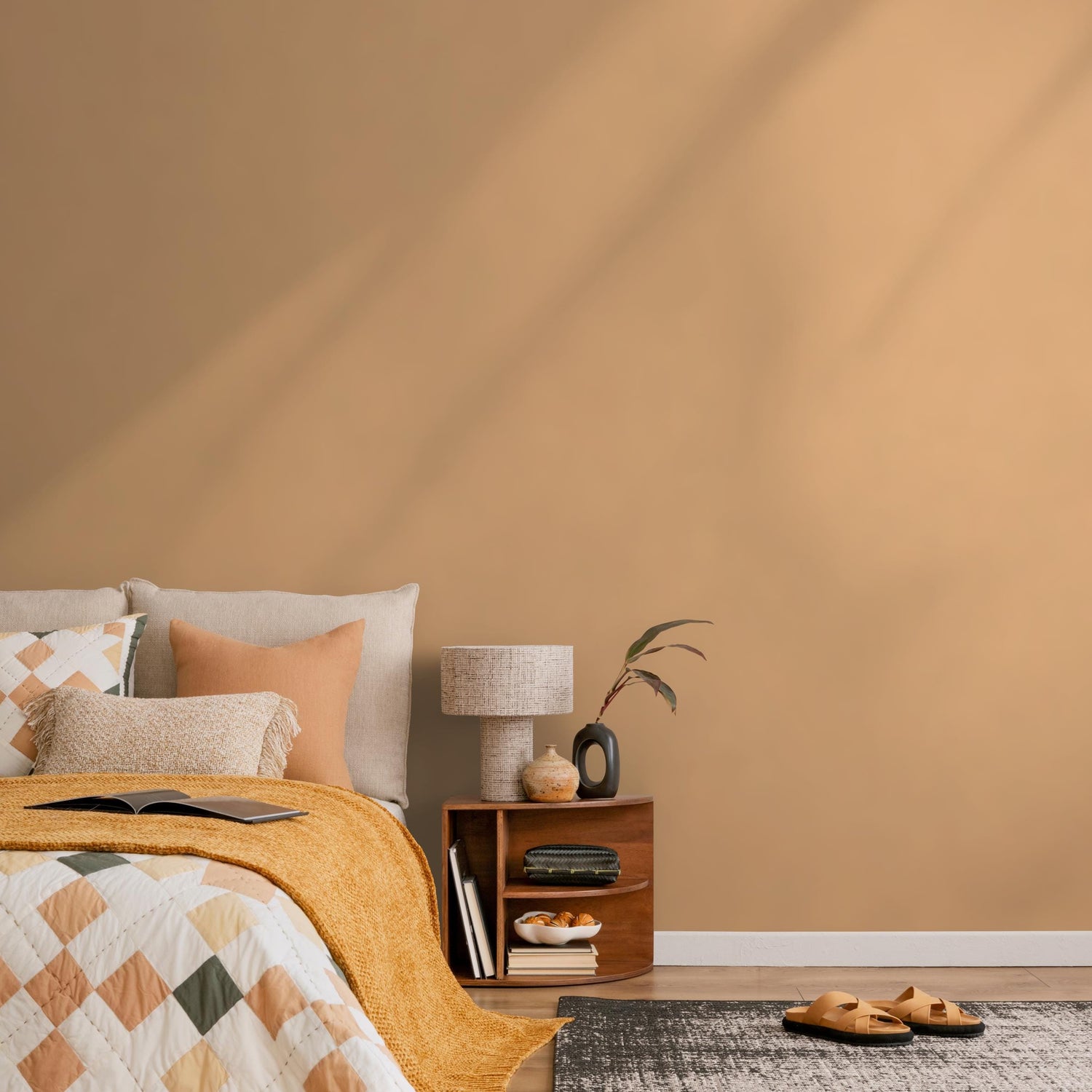 Apricot Dune Wallpaper, Solid Color Peel and Stick in Warm Beige and Terracotta for a Modern Boho Accent Wall - E198