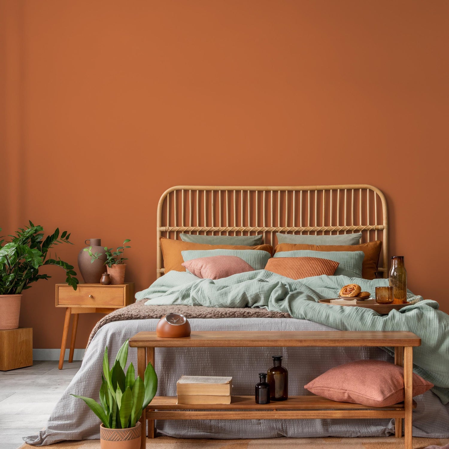 Sunbaked Orange Wallpaper / Solid Color / A Modern Minimalist Design in a Warm Terracotta and Clay Hue - E148