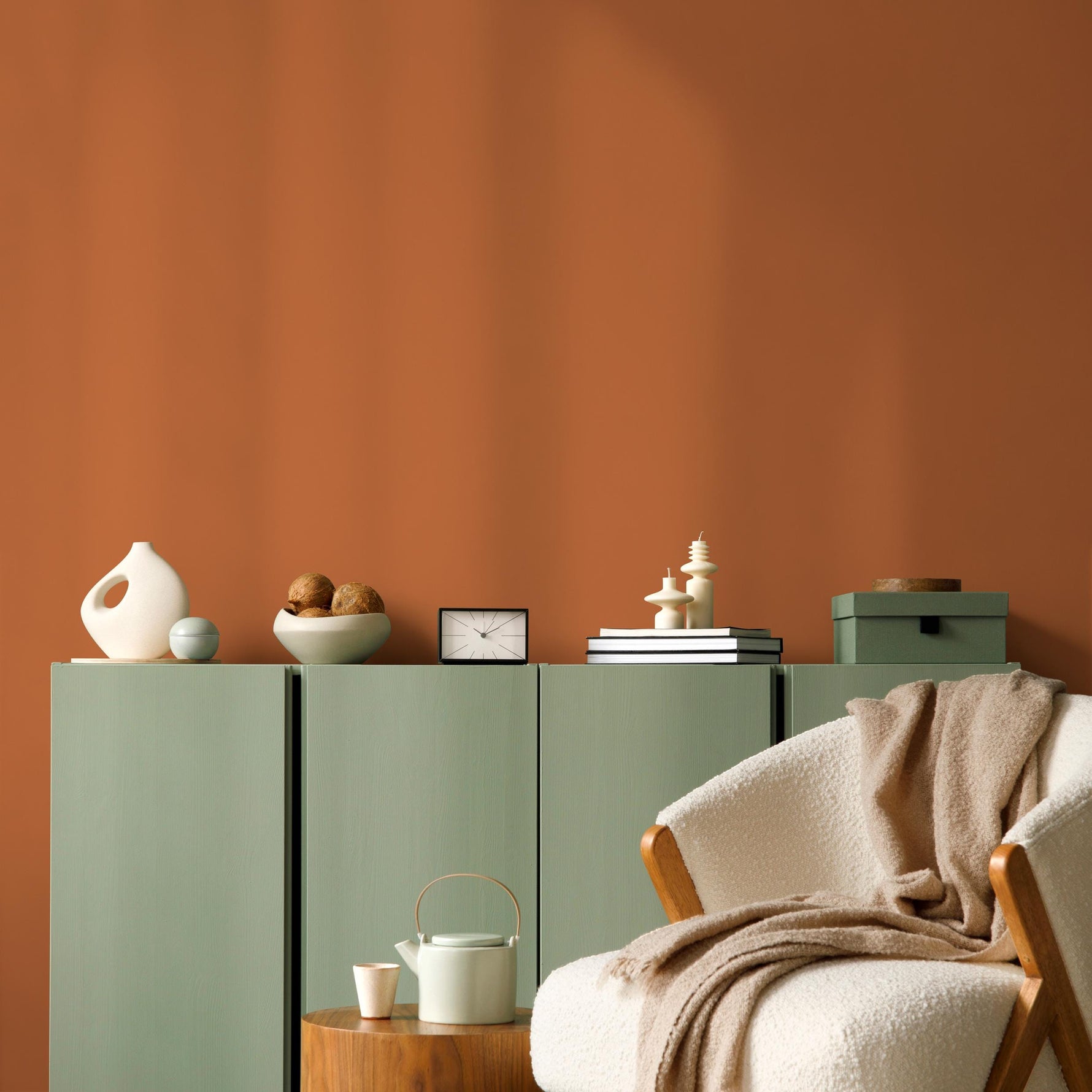 Sunbaked Orange Wallpaper / Solid Color / A Modern Minimalist Design in a Warm Terracotta and Clay Hue - E148