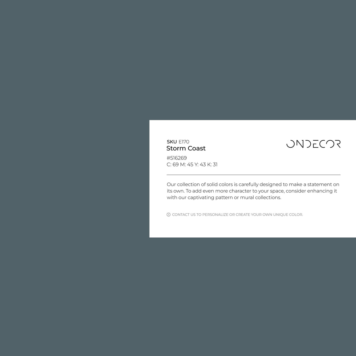 Storm Coast Solid Color Wallpaper - Removable Peel and Stick for a Moody Accent Wall in Slate Gray, Steel Blue and Teal - E170