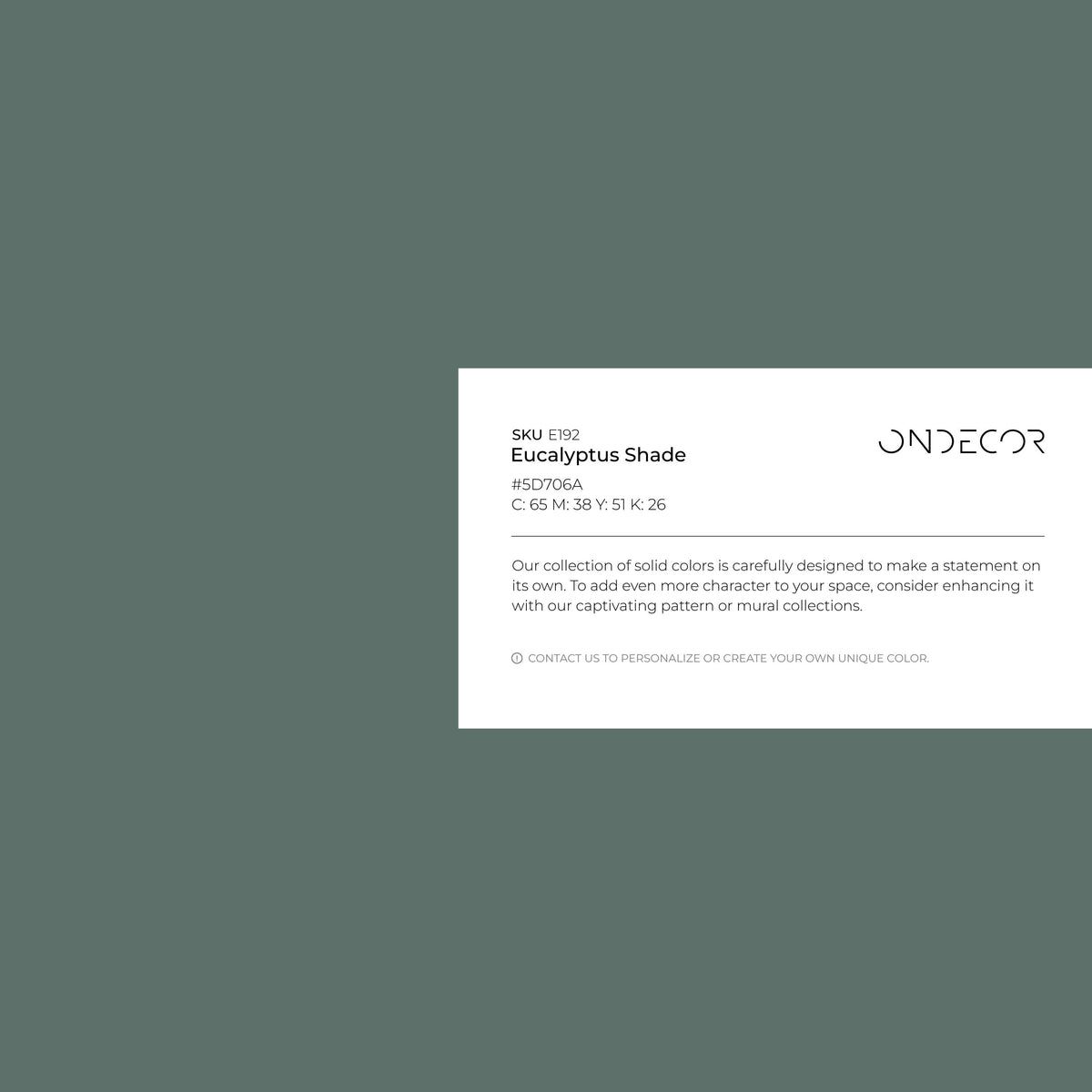 Eucalyptus Shade Wallpaper / Solid Color Featuring a Minimalist Design in an Earthy Sage Green - E192