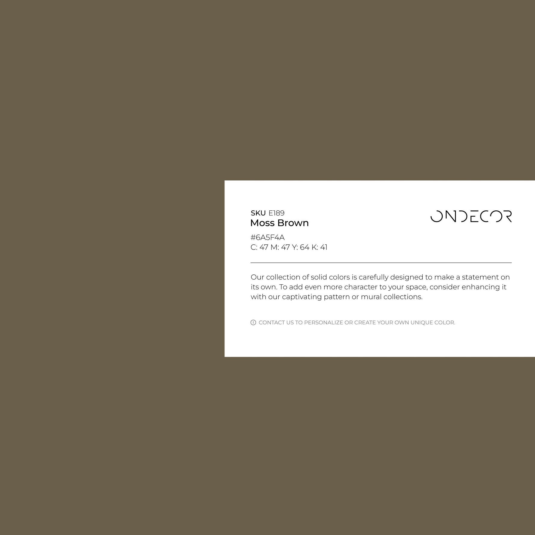 Moss Brown Wallpaper / Solid Color / A Minimalist Design in an Earthy Taupe and Olive Hue - E189