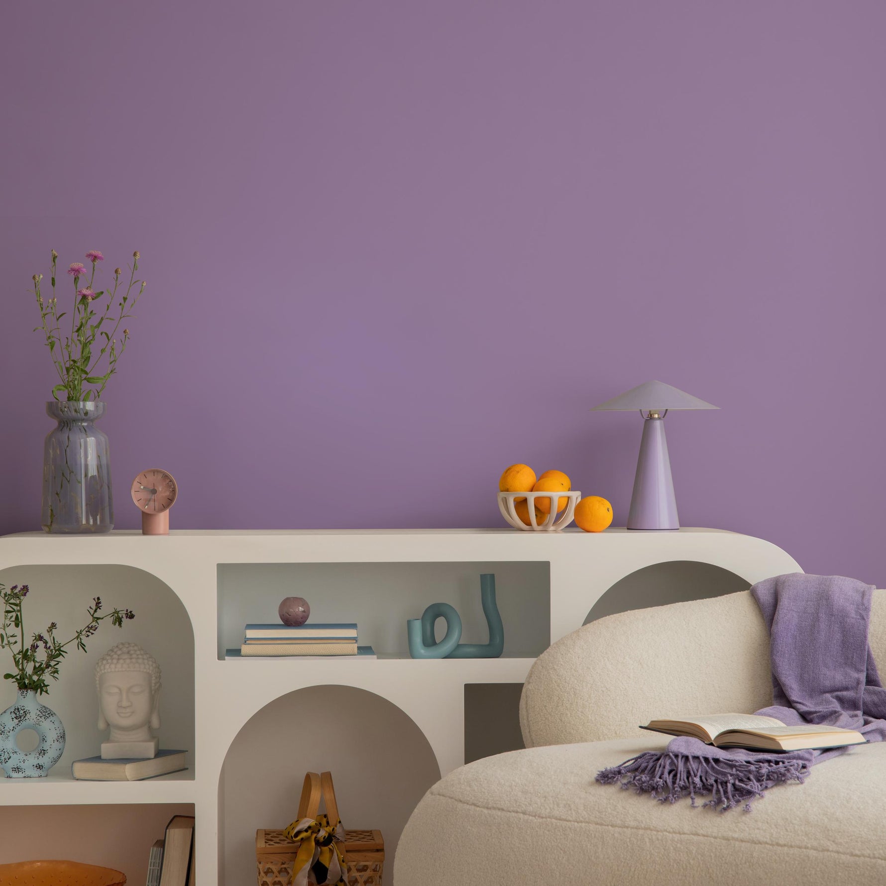 Glossy Grape Wallpaper, Peel and Stick Solid Color for Modern Accent Wall in Deep Purple - E214