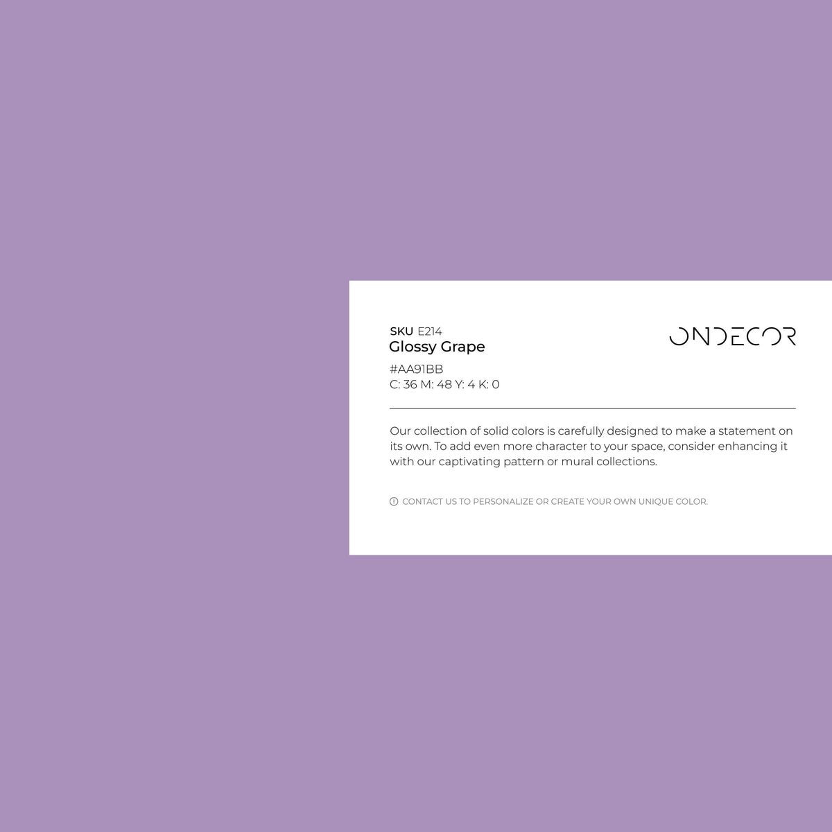 Glossy Grape Wallpaper, Peel and Stick Solid Color for Modern Accent Wall in Deep Purple - E214