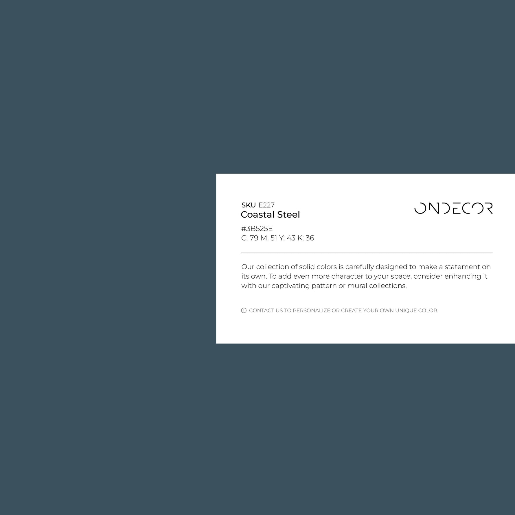 Coastal Steel Wallpaper / Solid Color / A Modern Minimalist Hue in Deep Steel Blue - E227