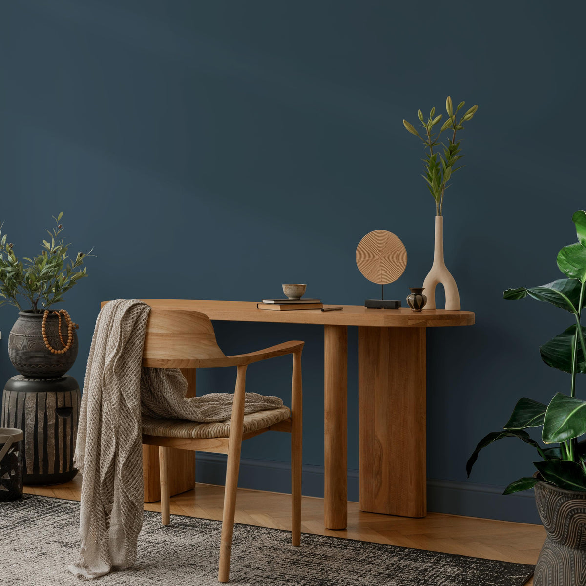 Coastal Steel Wallpaper / Solid Color / A Modern Minimalist Hue in Deep Steel Blue - E227