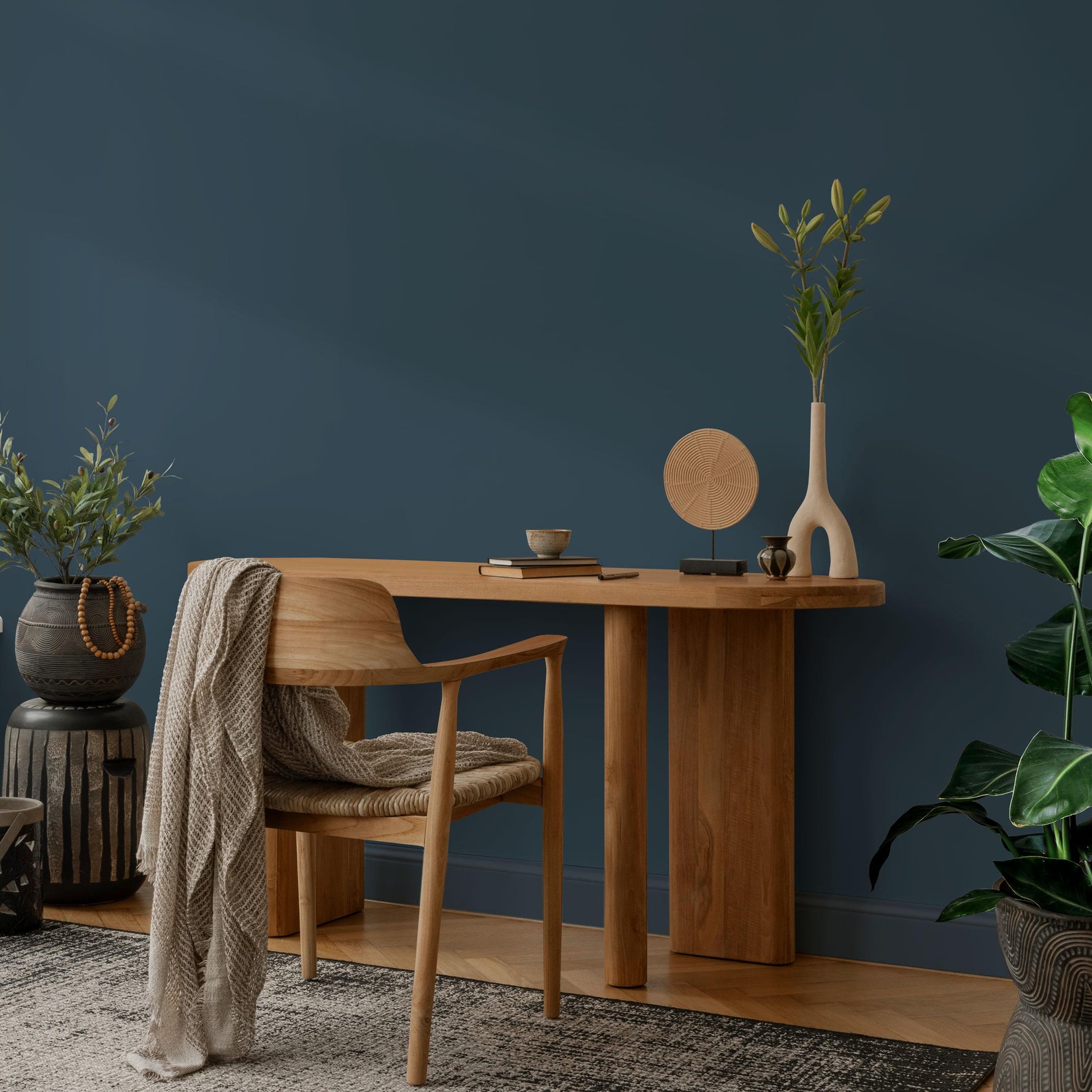 Coastal Steel Wallpaper / Solid Color / A Modern Minimalist Hue in Deep Steel Blue - E227