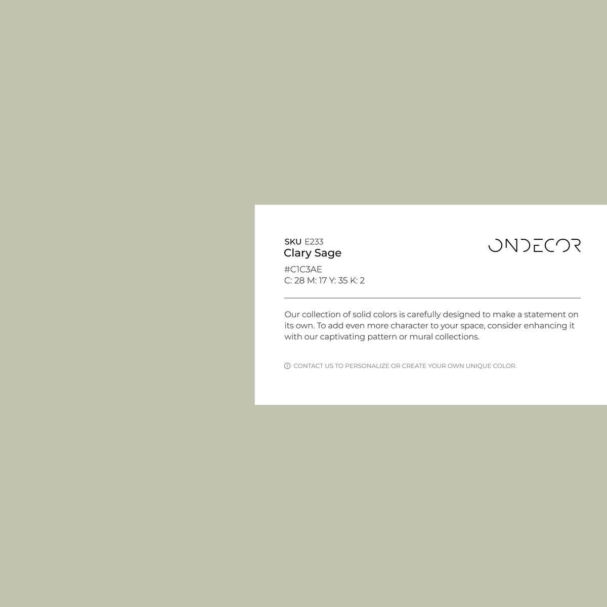 Clary Sage Wallpaper / Solid Color / Available in Muted Sage Green - E233