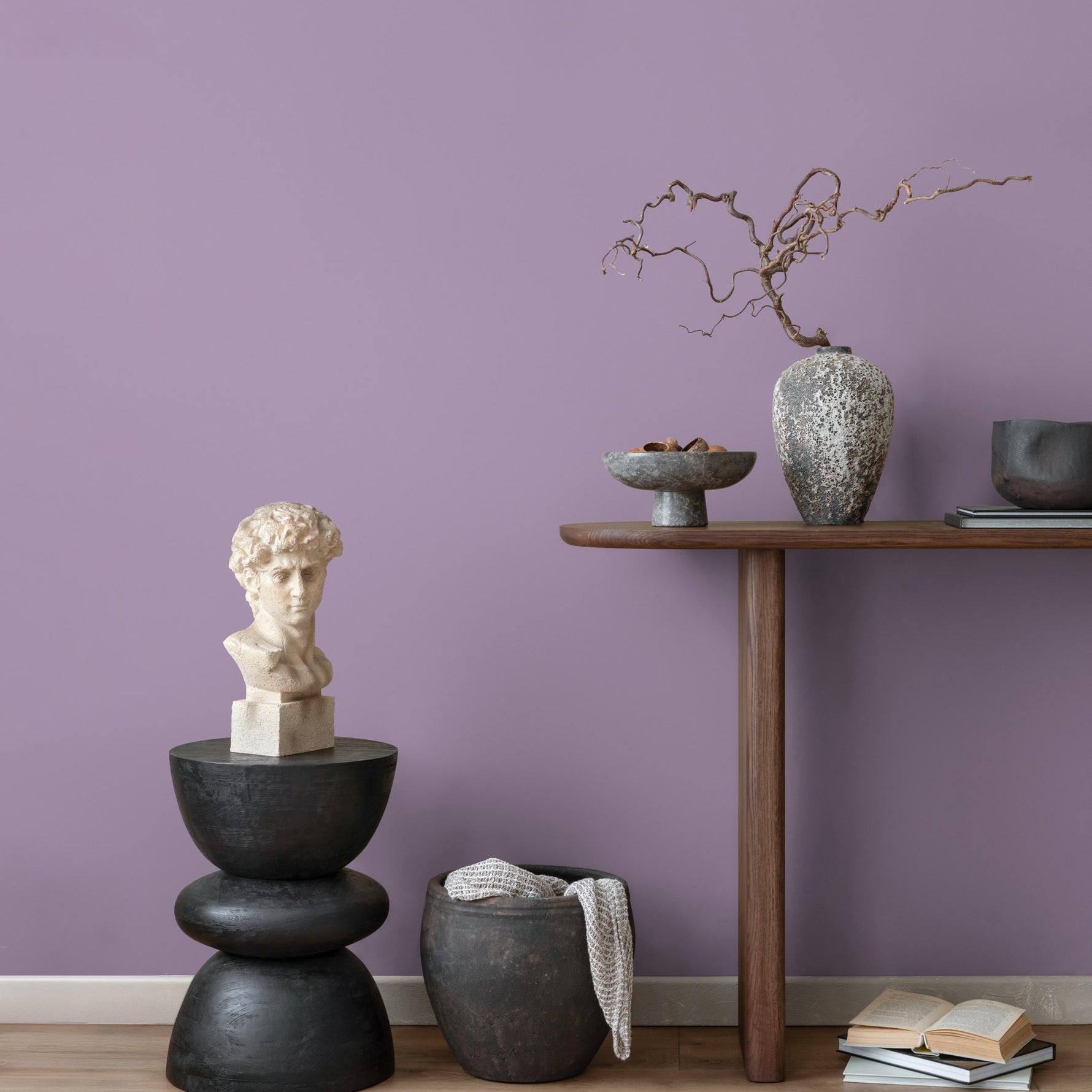 Wisteria Dust Wallpaper / Solid Color / A Modern Minimalist Design in Pastel Lilac Purple - E215