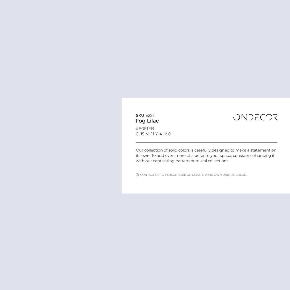 Fog Lilac Wallpaper / Solid Color / Modern Minimalist Accent Wall in Muted Lavender and Pale Purple - E221