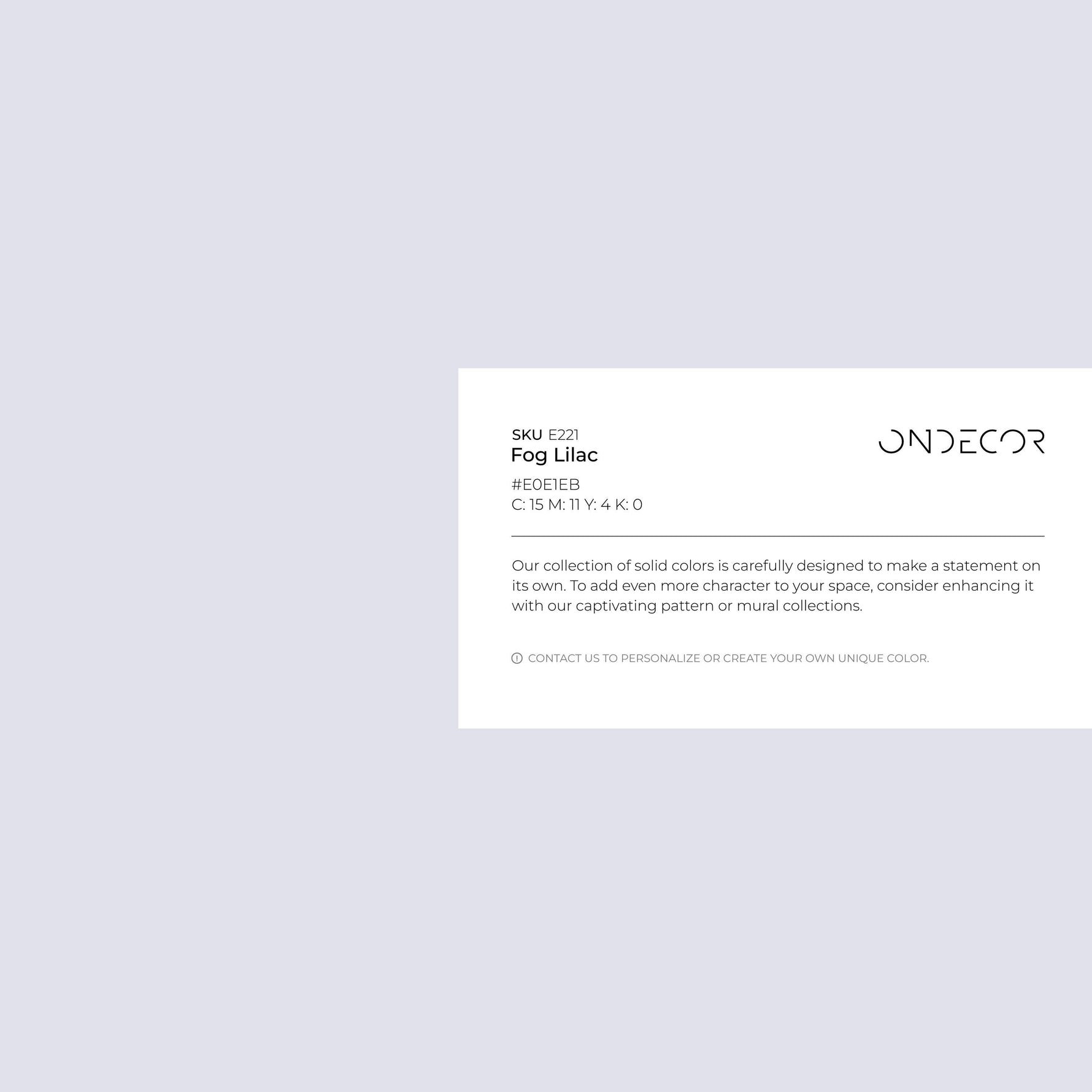 Fog Lilac Wallpaper / Solid Color / Modern Minimalist Accent Wall in Muted Lavender and Pale Purple - E221