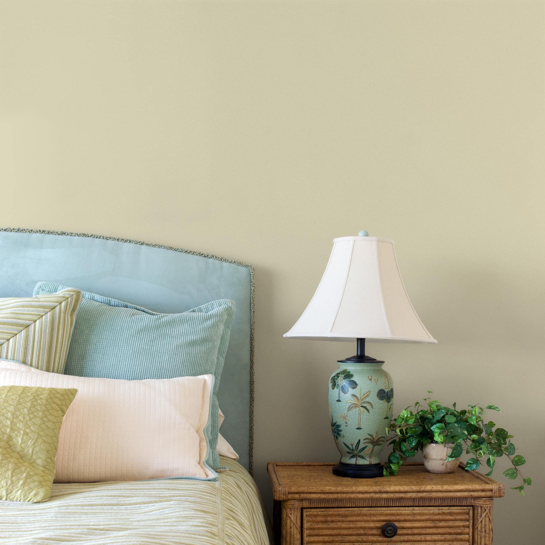 Limestone Wash Wallpaper / Solid Color with a Subtle Textured Effect in Pale Sage Green - E232