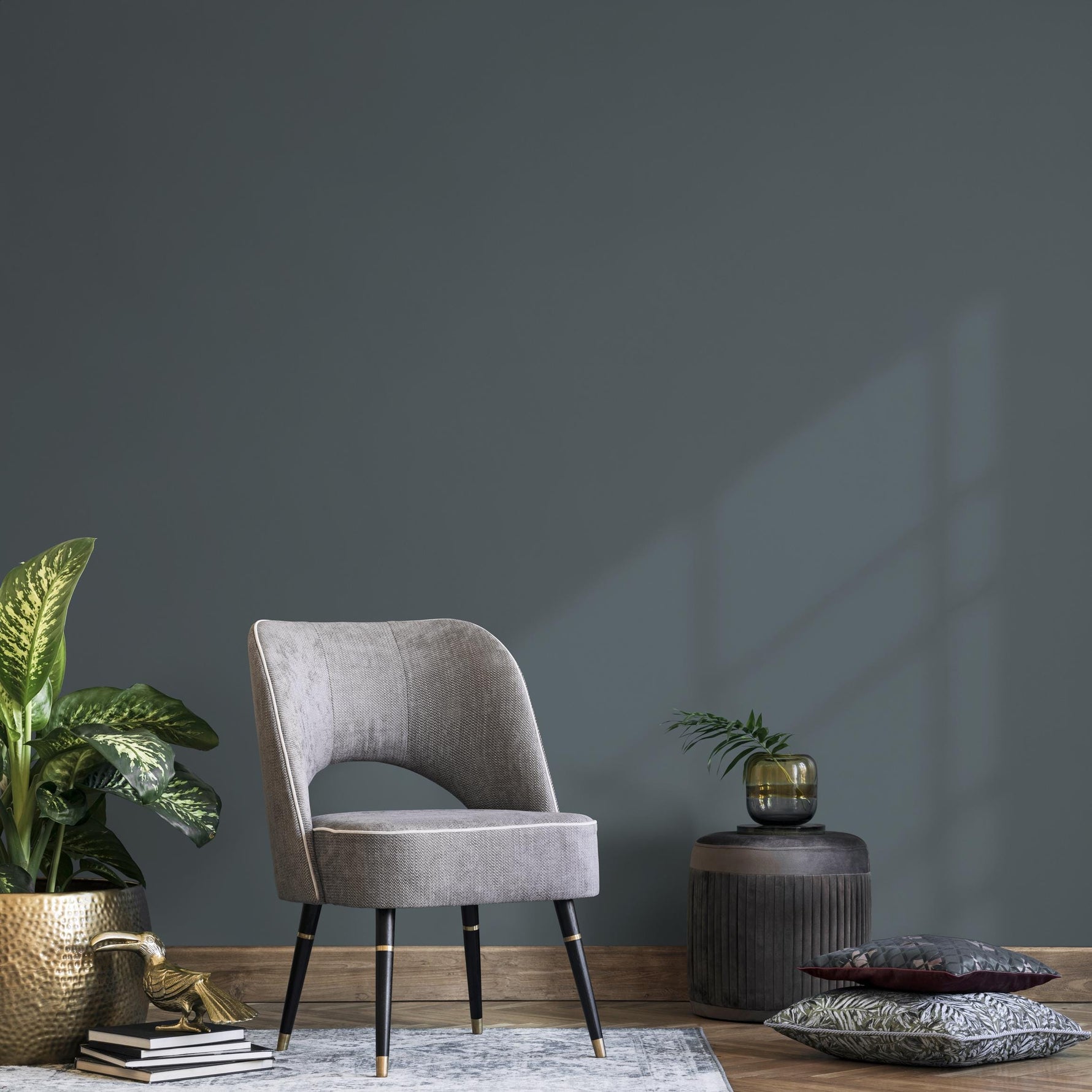 Nickel Teal Wallpaper / Solid Color / A Moody Minimalist Accent in Deep Teal and Grey - E225