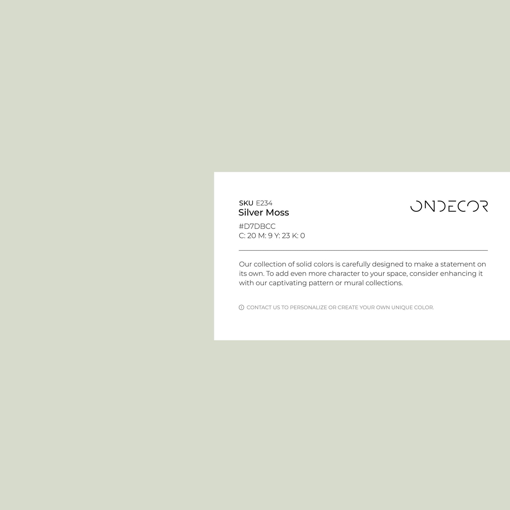 Solid Color Wallpaper with a Minimalist Look in Pale Sage Green - E234