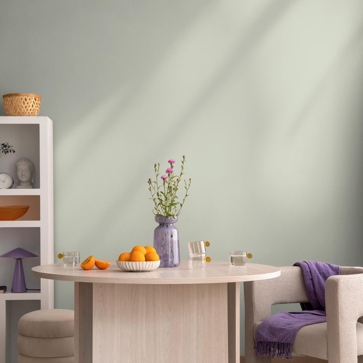 Solid Color Wallpaper with a Minimalist Look in Pale Sage Green - E234