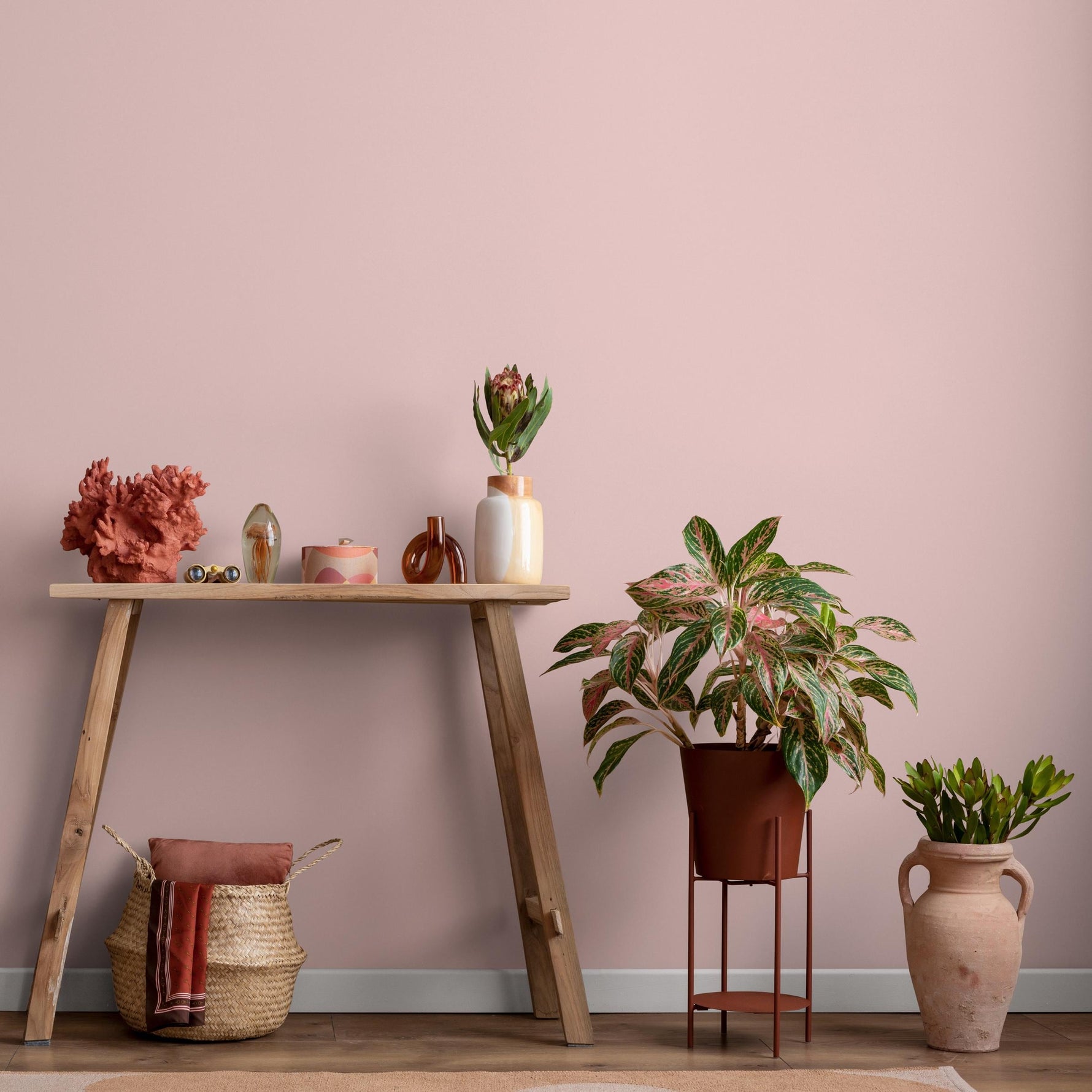 Pale Rose Wallpaper / Solid Color Peel and Stick for a Modern Minimalist Accent Wall in Dusty Pink - E211