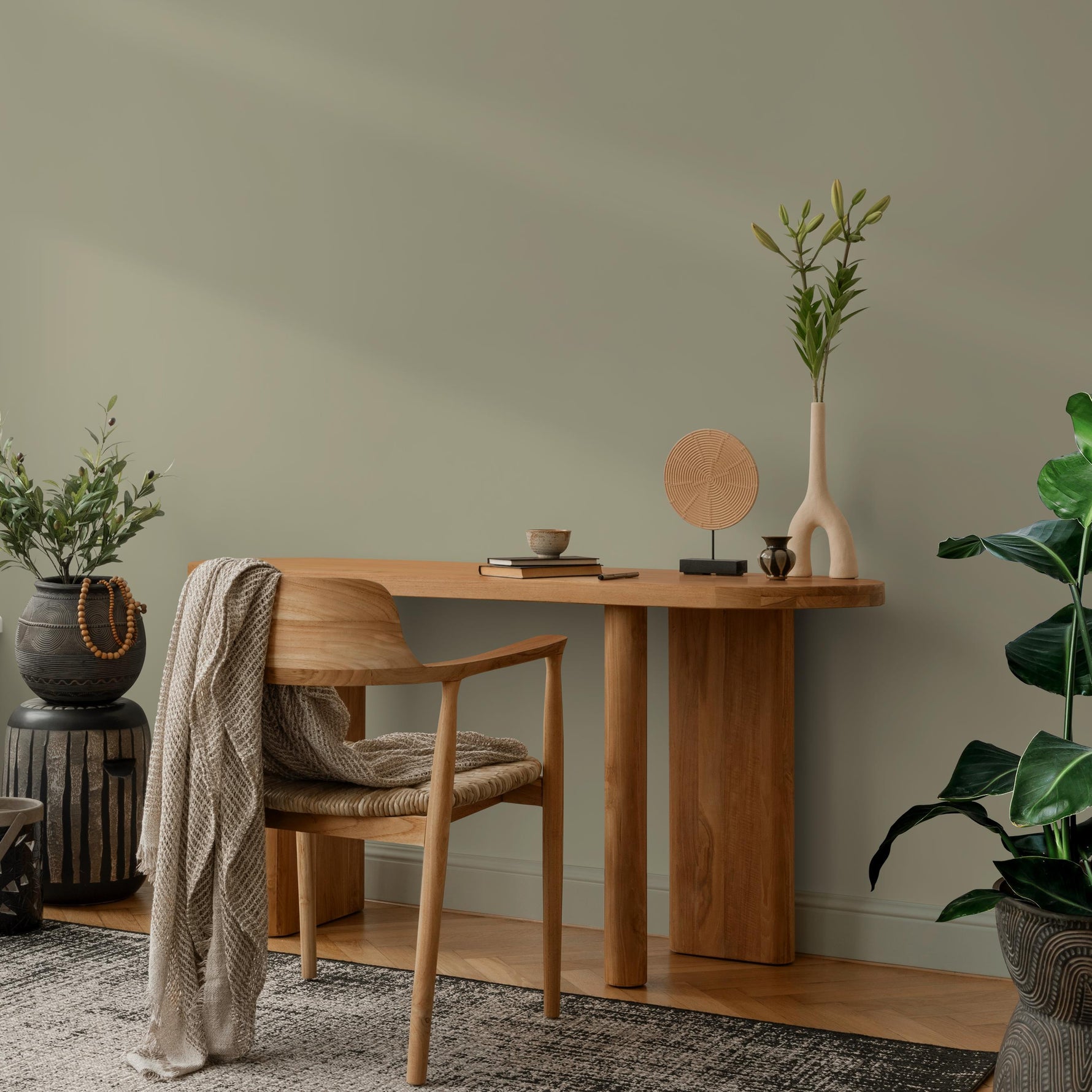 Faded Olive Wallpaper / Solid Color with a Modern Minimalist Aesthetic in Earthy Sage Green - E231