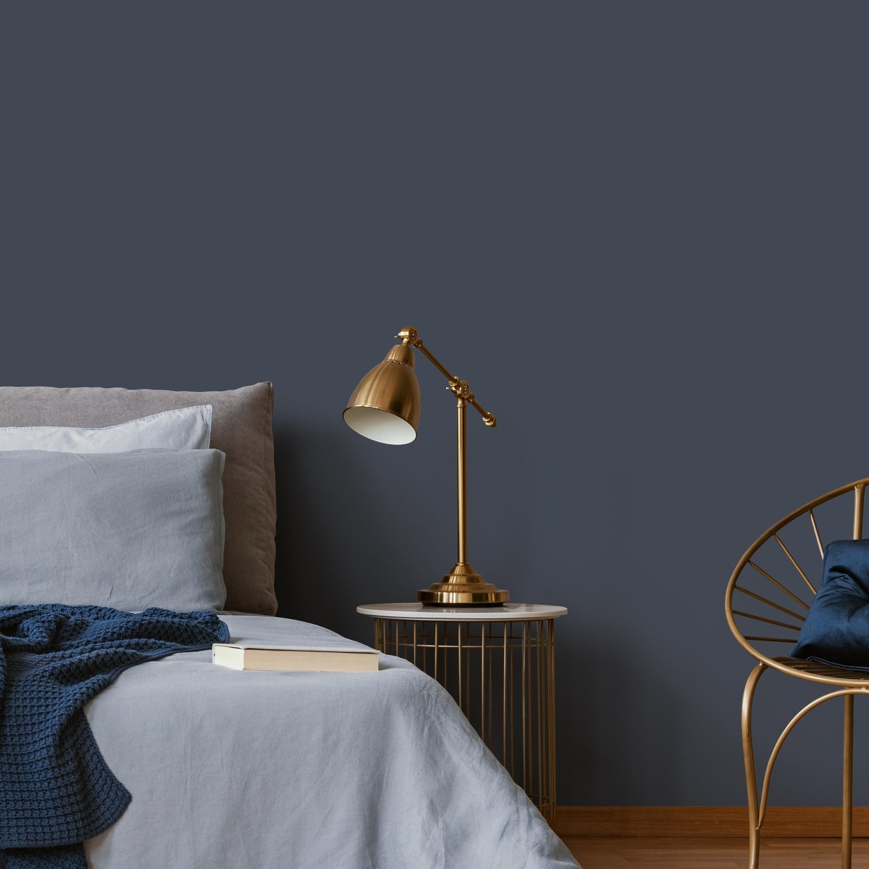 Graphite Blue Wallpaper / Solid Color With a Modern Minimalist Finish in Deep Slate Blue and Charcoal Tones - E226