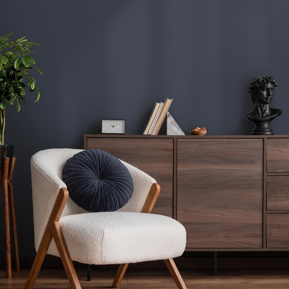 Graphite Blue Wallpaper / Solid Color With a Modern Minimalist Finish in Deep Slate Blue and Charcoal Tones - E226