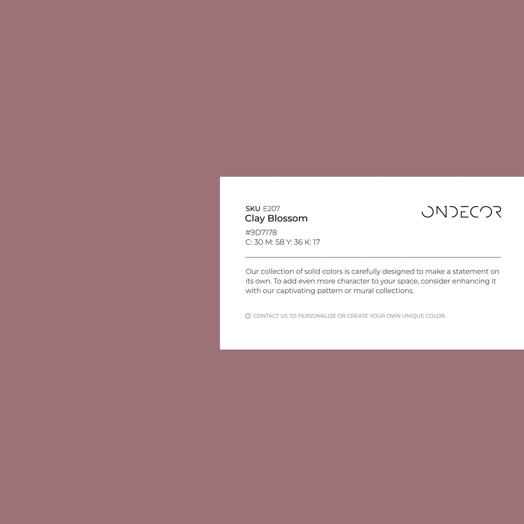 Clay Blossom Wallpaper / Solid Color / Minimalist Accent Wall in Dusty Mauve and Muted Pink - E207