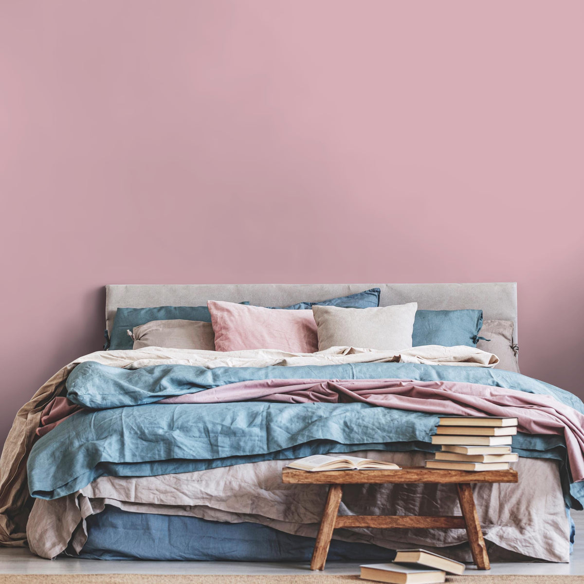 Blushed Mauve Wallpaper, Removable Solid Color Wall Mural in a Soft Dusty Rose and Vintage Pink Hue - E213