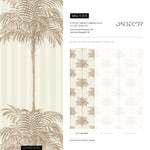 Botanical Wallpaper featuring a Striped Palm Tree Motif in Beige and Tan - E309