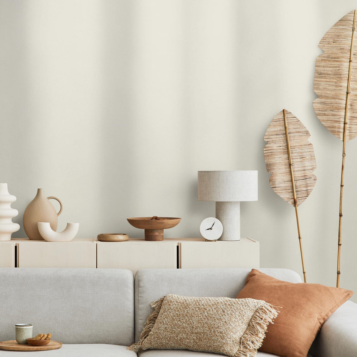 Light Canvas Wallpaper / Solid Color With a Minimalist Textured Finish in a Warm Creamy White - E235