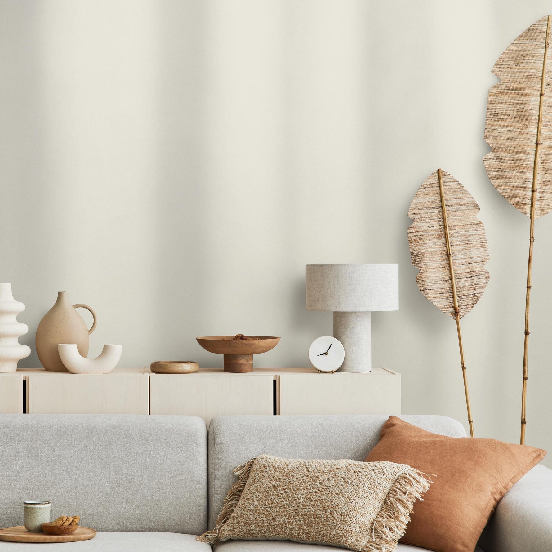 Light Canvas Wallpaper / Solid Color With a Minimalist Textured Finish in a Warm Creamy White - E235