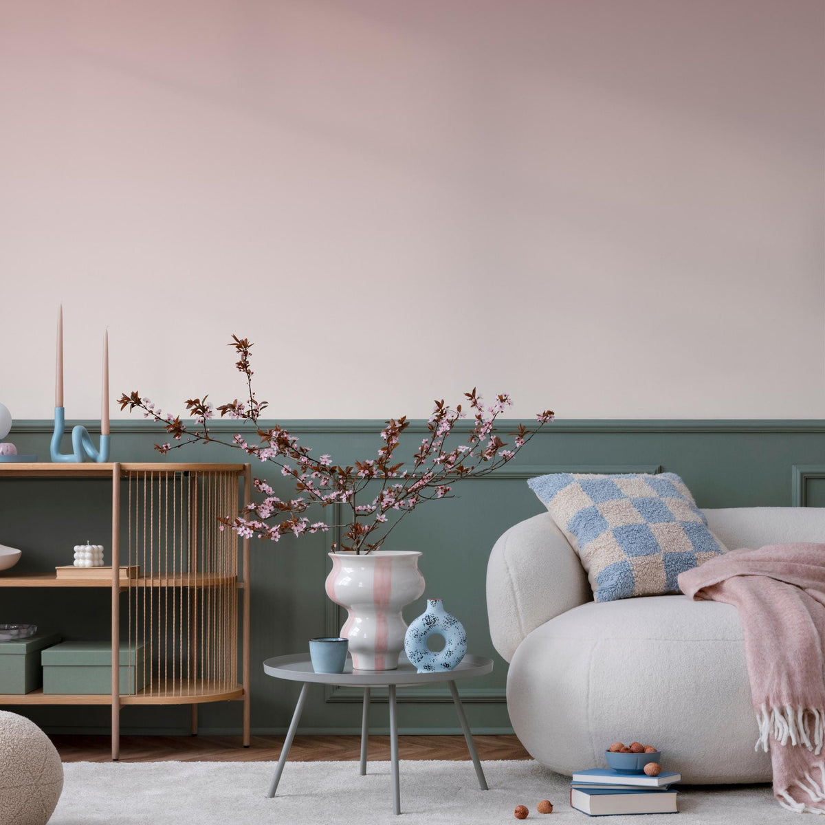 Ombre Wallpaper with a Subtle Gradient in Dusty Pink - E246