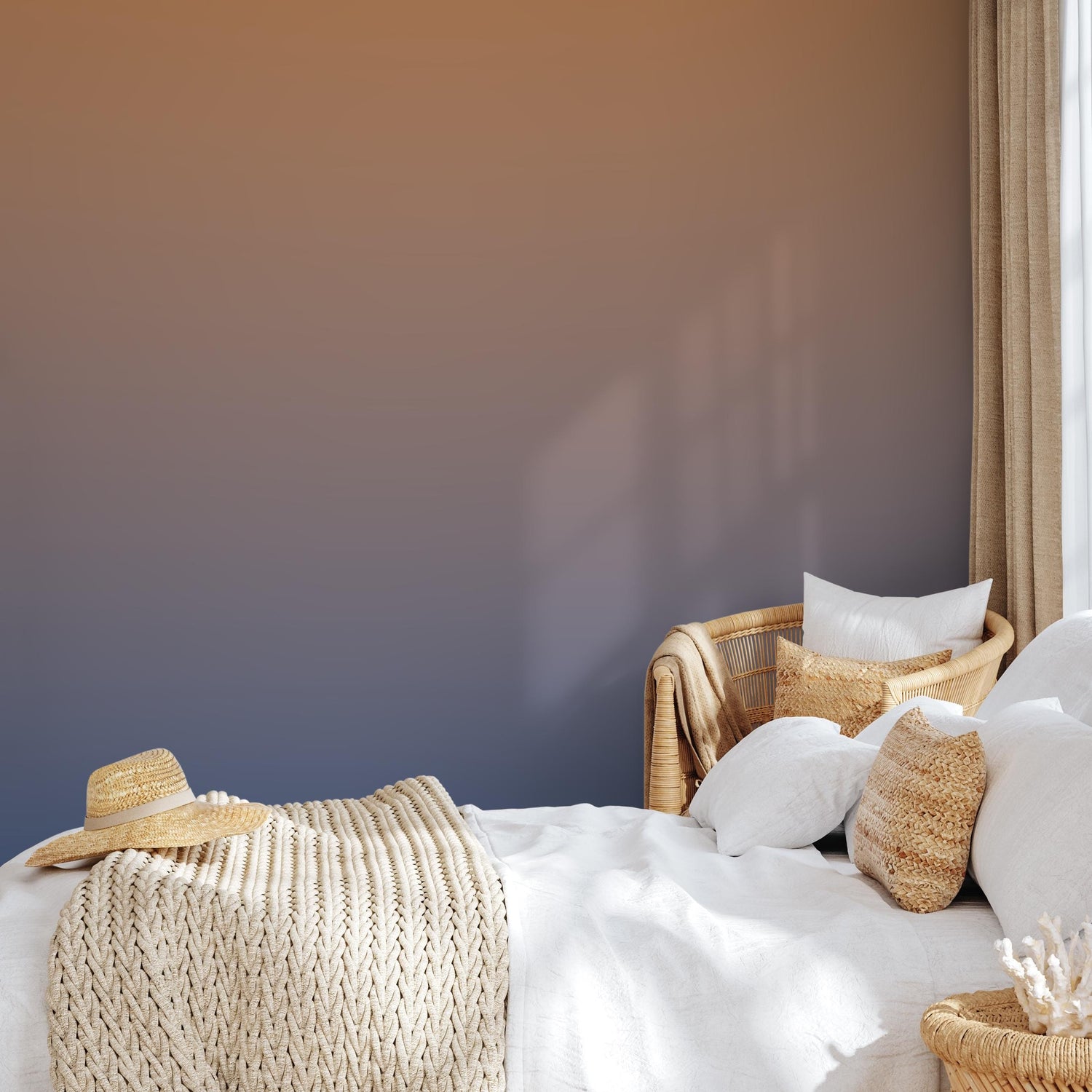 Ombre Wallpaper with a Sunset Gradient in Orange, Purple, and Blue - E240