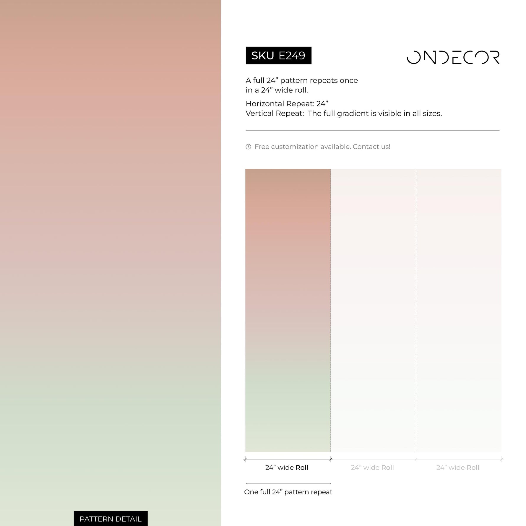 Ombre Wallpaper with a Soft Blend in Dusty Rose and Sage Green - E249