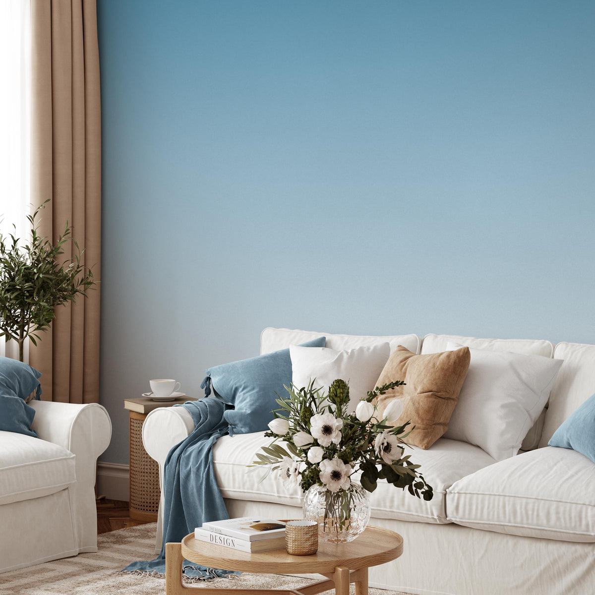 Ombre Wallpaper with a Subtle Gradient Effect in Blue - E253