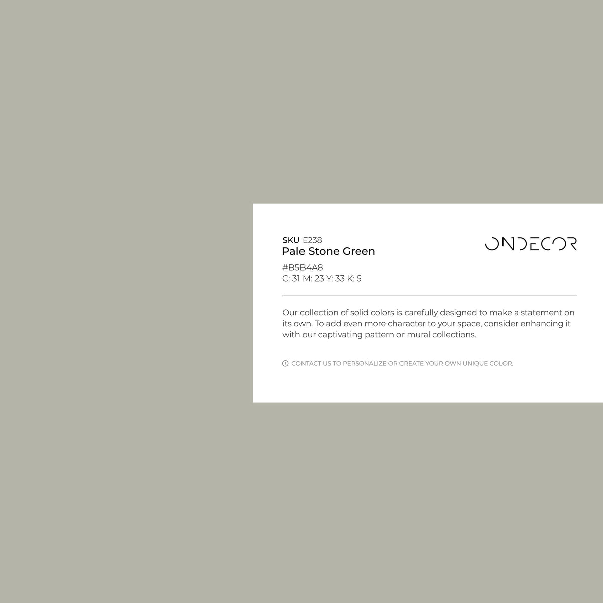 Pale Stone Green Wallpaper / Solid Color / A Minimalist and Modern Design in an Earthy Sage Green - E238