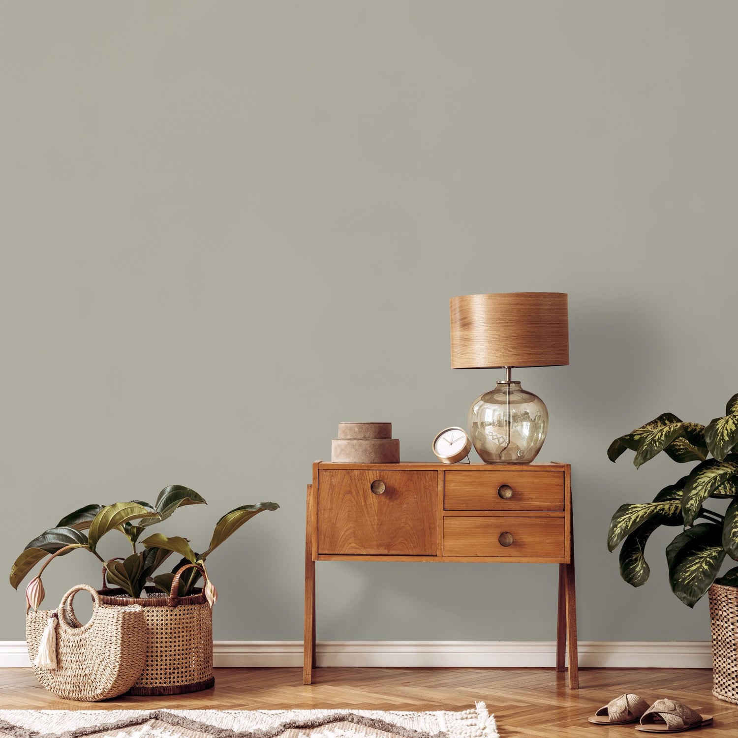 Pale Stone Green Wallpaper / Solid Color / A Minimalist and Modern Design in an Earthy Sage Green - E238