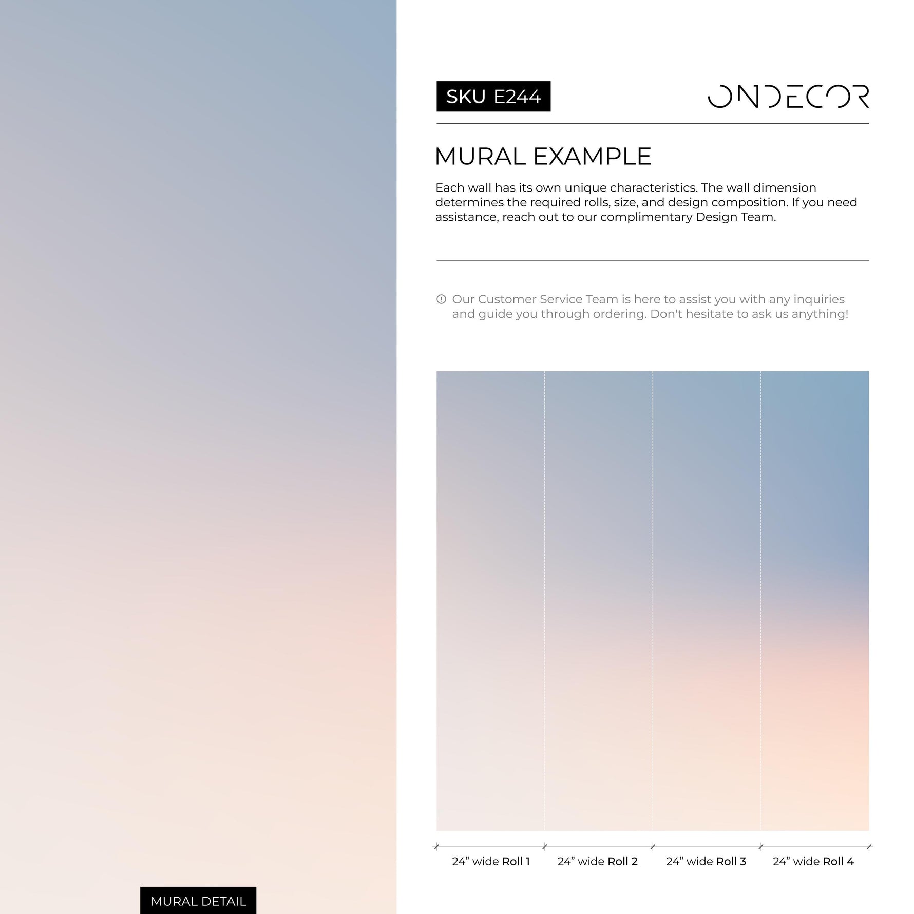 Ombre Wallpaper with a Sunset Gradient in Blue, Lavender, and Pink - E244