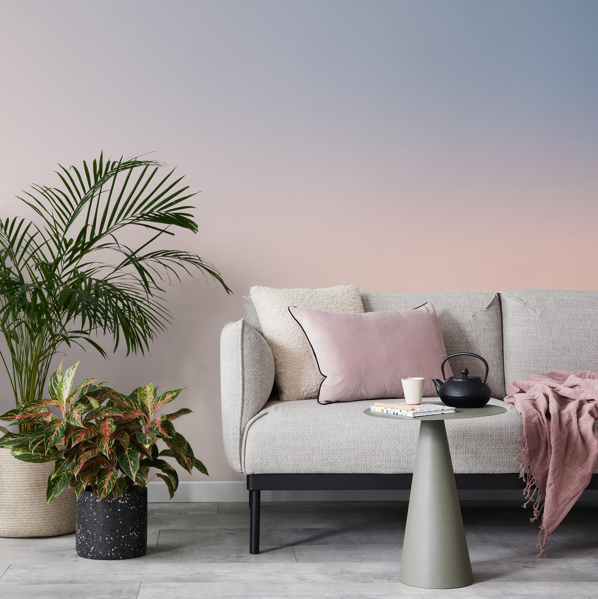 Ombre Wallpaper with a Sunset Gradient in Blue, Lavender, and Pink - E244