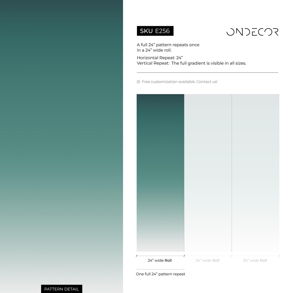 Ombre Wallpaper with a Gradient Effect in Teal Green - E256