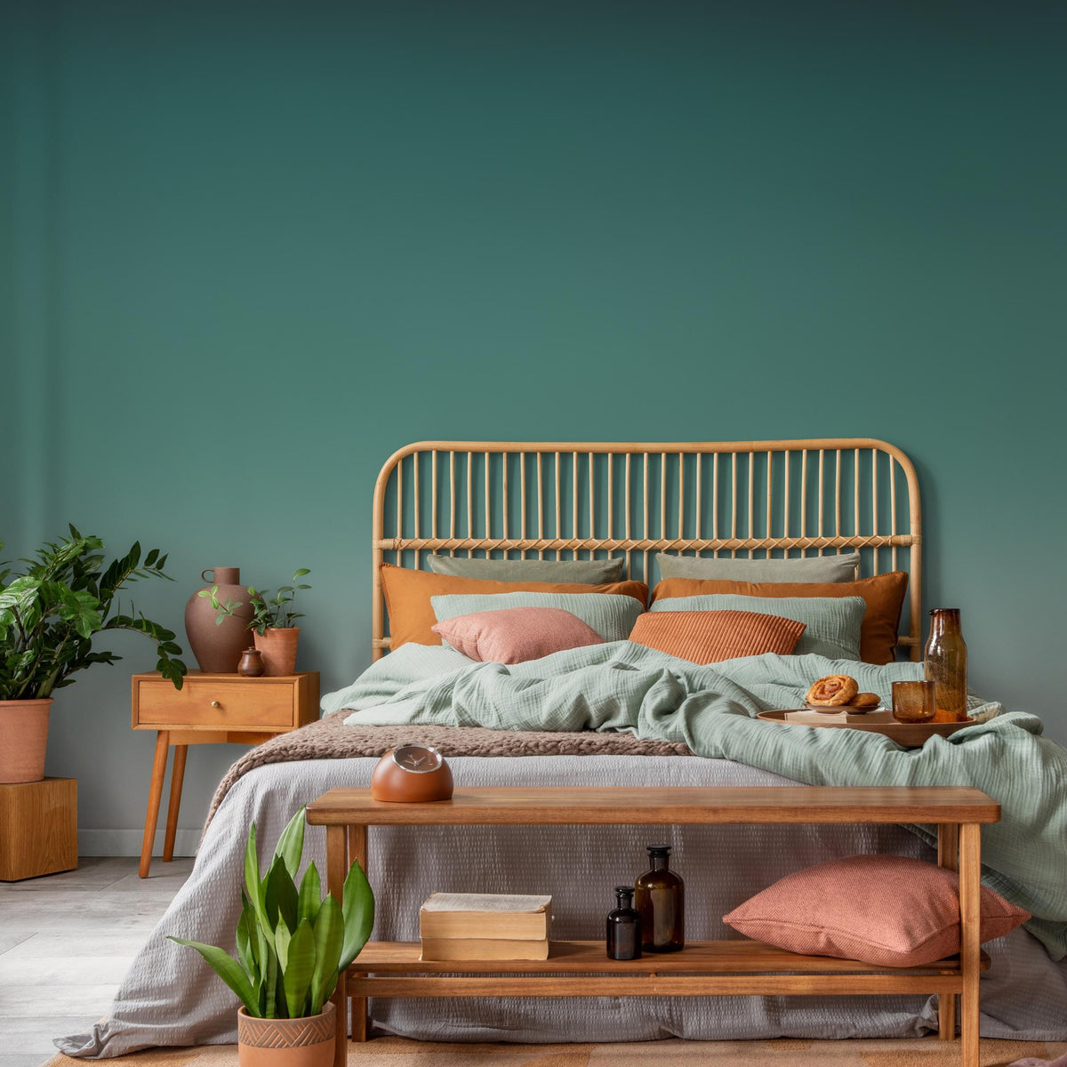 Ombre Wallpaper with a Gradient Effect in Teal Green - E256