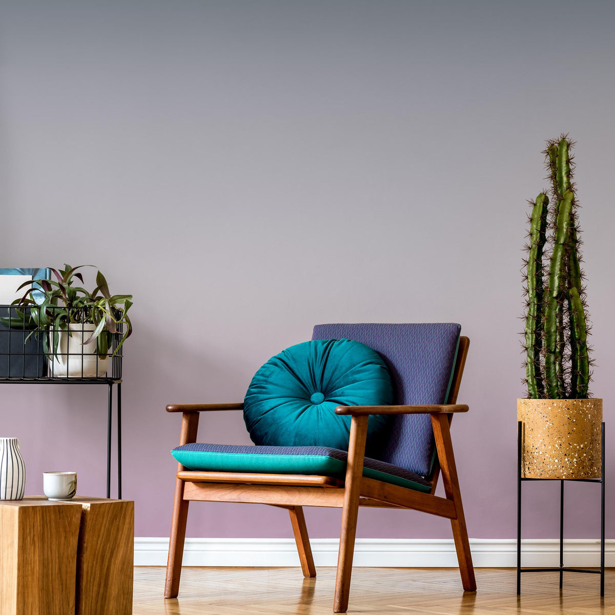 Ombre Wallpaper with a Vertical Fade in Purple, Grey, and Blue - E261