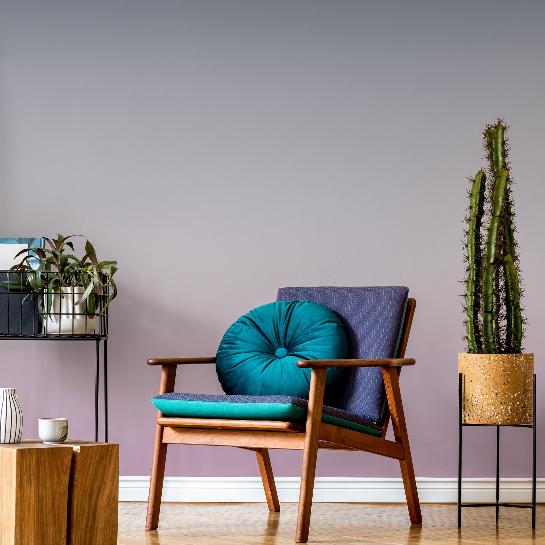 Ombre Wallpaper with a Vertical Fade in Purple, Grey, and Blue - E261