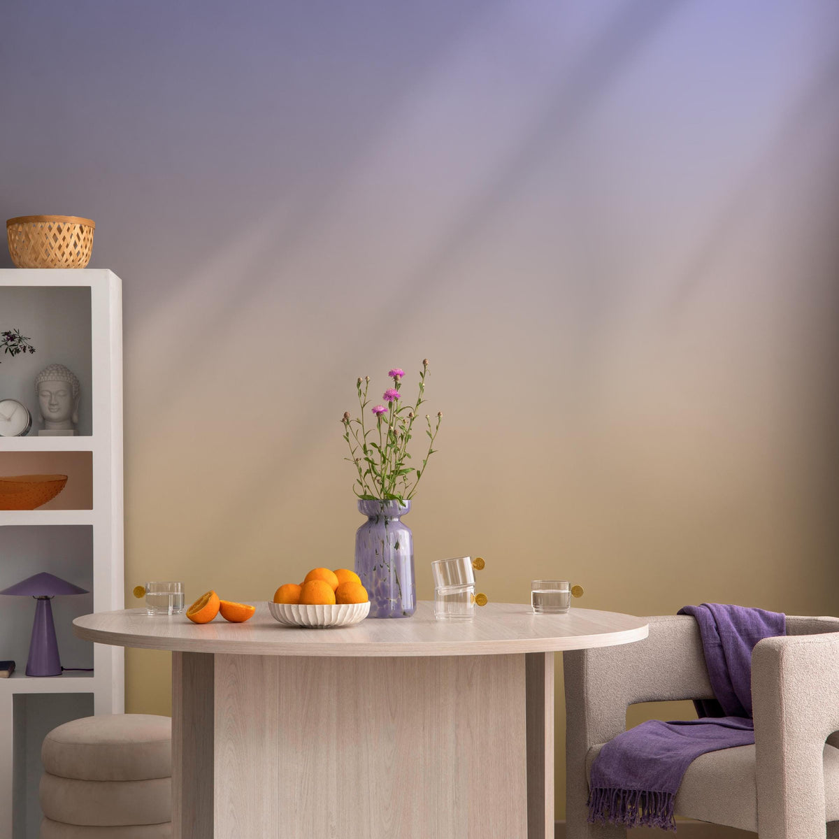 Gradient Wallpaper with a Soft Ombre Blend in Purple and Yellow - E243