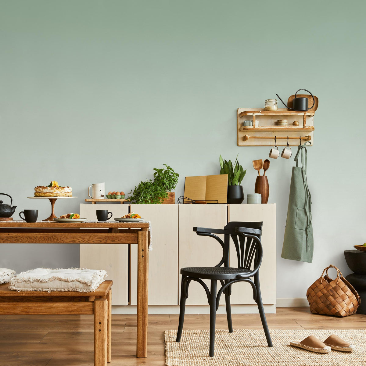 Solid Color Wallpaper with a Muted Finish in Sage Green - E251