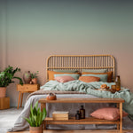 Ombre Wallpaper with a Soft Gradient in Teal and Peach - E259