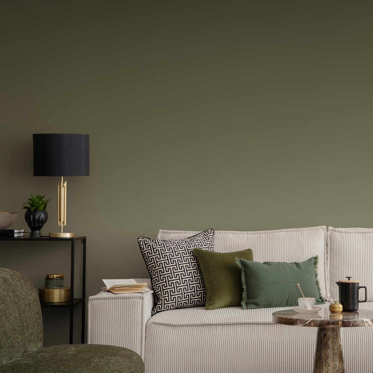 Solid Color Wallpaper in Earthy Sage Green - E266