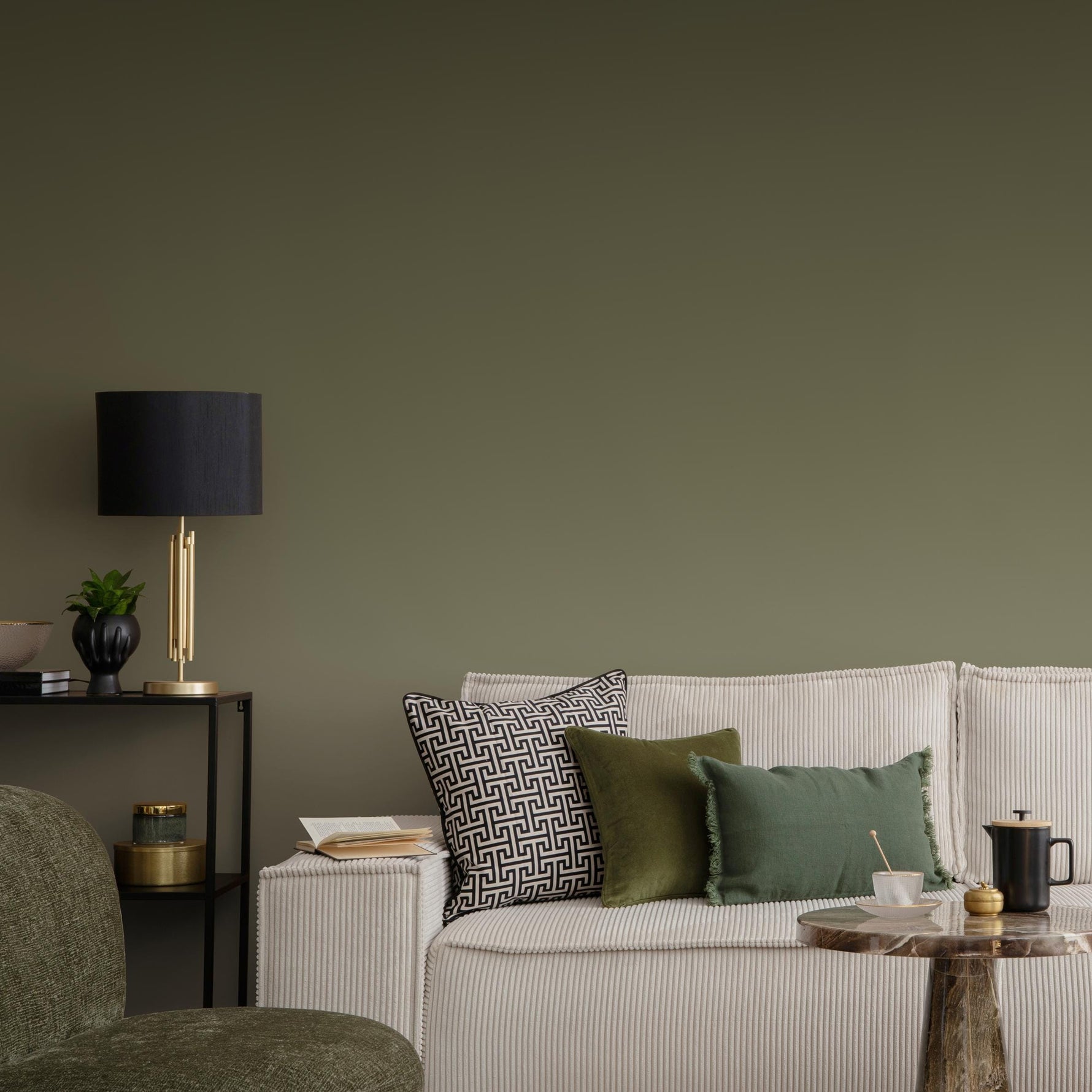 Solid Color Wallpaper in Earthy Sage Green - E266