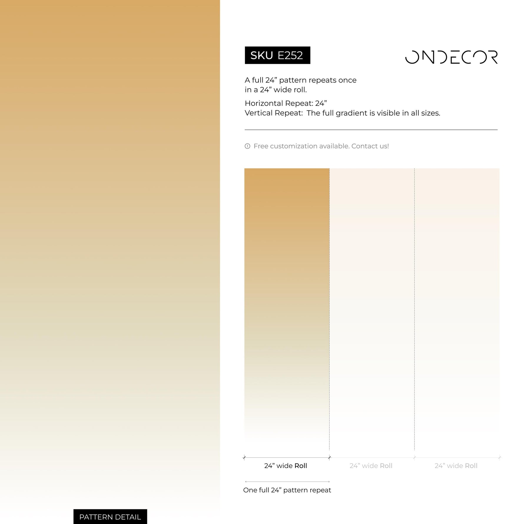 Ombre Wallpaper with a Subtle Gradient in Yellow and Ochre - E252
