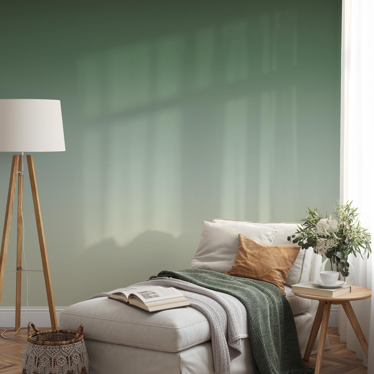 Ombre Wallpaper with a Calming Sage Green Gradient - E272