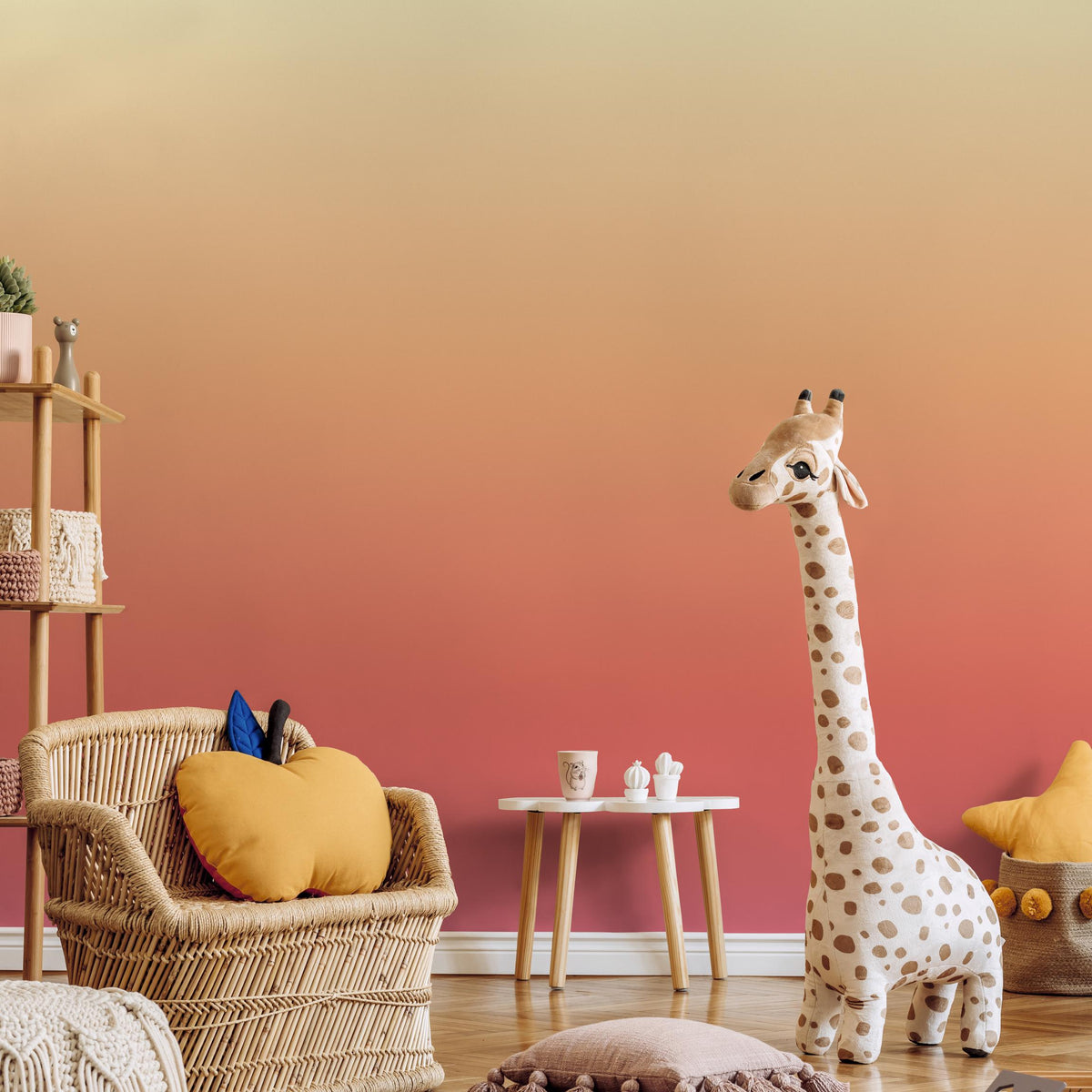 Ombre Wallpaper Featuring a Sunset Gradient in Terracotta, Orange, and Beige - E276