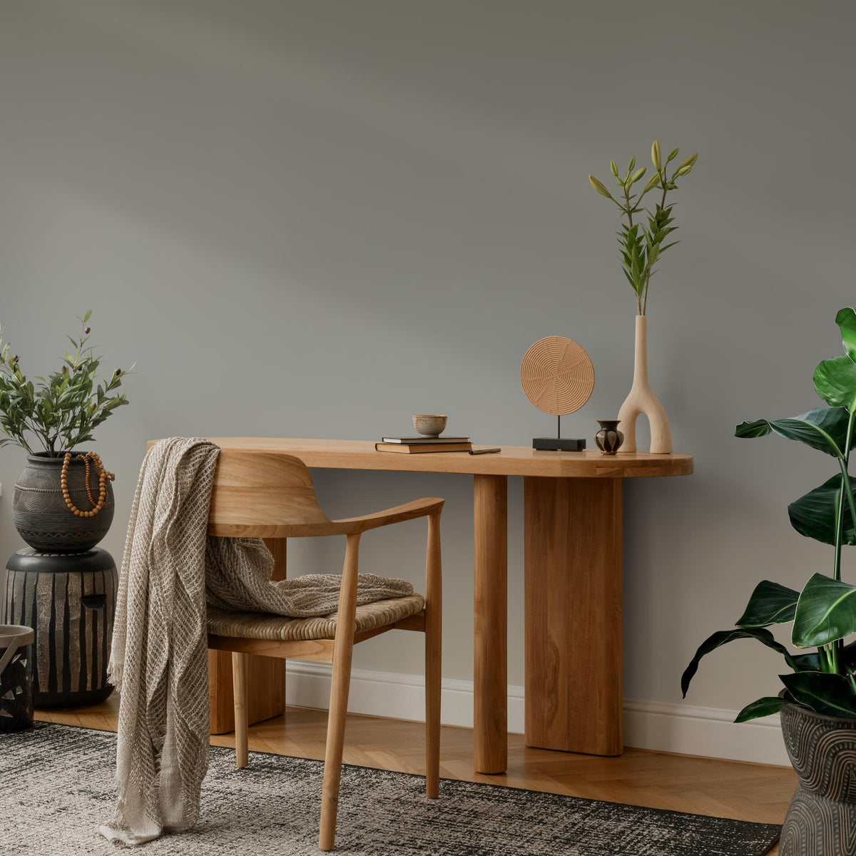 Abstract Wallpaper with Whimsical Wavy Shapes in Turquoise and Blue - E274